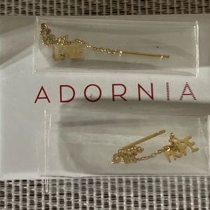 ADORNIA NWT AUTHENTIC ‘LOVE & HOPE’ PETITE GOLD-PLATED BRASS THREADER EA…